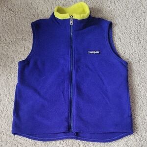Patagonia Blue/Yellow Fleece Vest, Kids Size 7/8